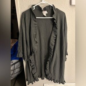 Hot in Hollywood Size Medium Gray Ruffled Cardigan